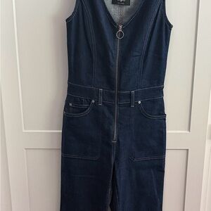 7 For All Mankind Dark Blue Denim Overalls